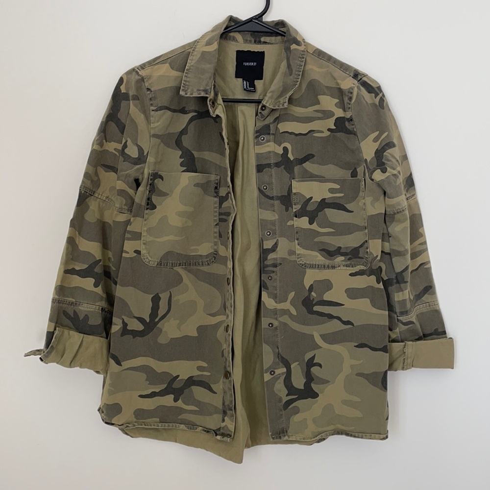 Forever 21 Camo Button Up Top
